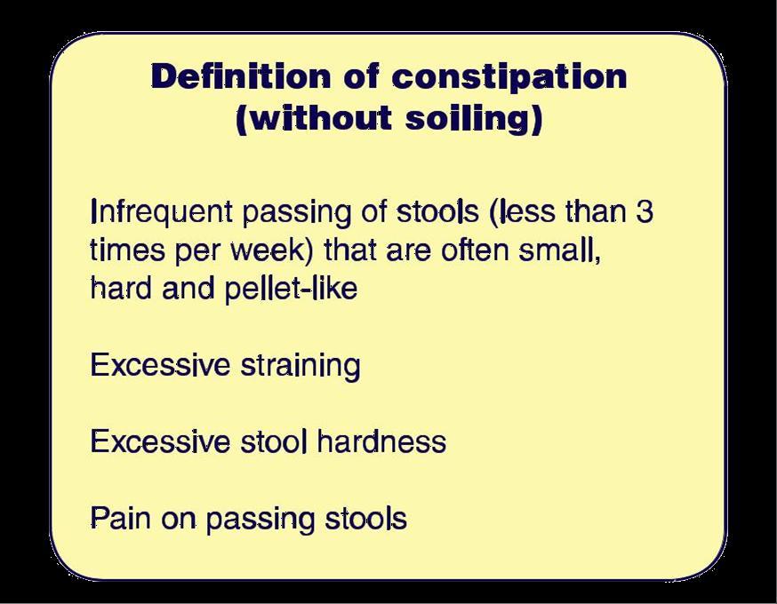 What is constipation? Constipation happens when a child does not open their bowels (does not do a poo) often enough.