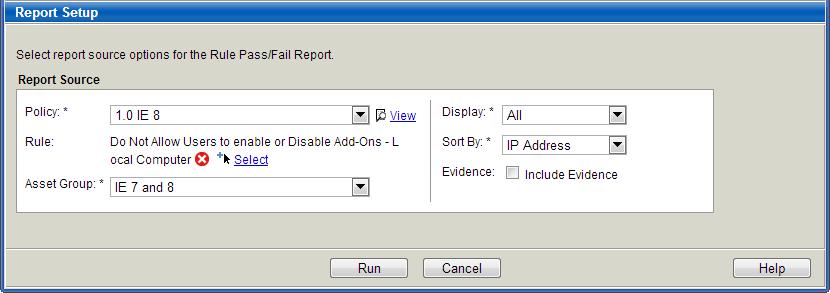 The report setup window prompts you to select report settings. Once you click Run the completed report appears in the same window.