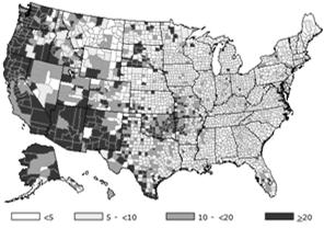 Map of Acute HAV Cases United States 1987 1997* 2006 Average reported cases of Hepatitis A per 100,000 population *11 western states 50% of Hepatitis A cases but only 11% of US population http://www.