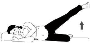 Exercises phase 2 (continued) OYSTER EXERCISE Assume a side lying position with your head supported by your arm, knees bent and a black