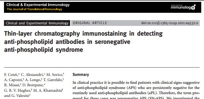 SERONEGATIVE APS Patients with clinical manifestations indicative of APS but persistently negative for the commonly used assays to detect apl Other