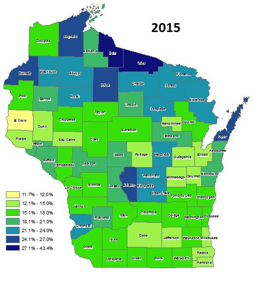 Prevalence of Older Adults in Wisconsin Counties