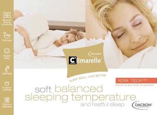 SPECIFIC COMMUNICATION TOOLS soft balanced sleeping temperature and restful sleep Balanced sleeping temperature Thermoregulating CLIMARELLE microcapsules store warmth actively and release it when
