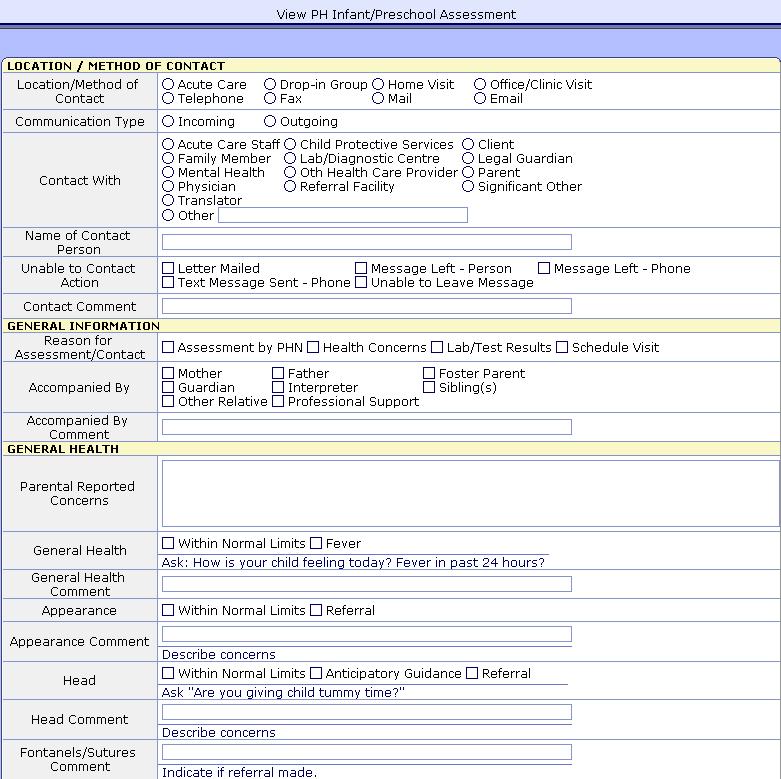 Appendix 17(c) AHS Meditech Infant/Preschool Assessment and Tobacco Protocol (2014) (page 1) Assessment Name: PH Infant/Preschool