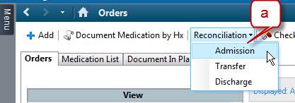 The Medication Reconciliation Window will open. b) Click the circle under the green arrow to continue both Insulin Pump Basal AND Insulin Pump Bolus-Meals.