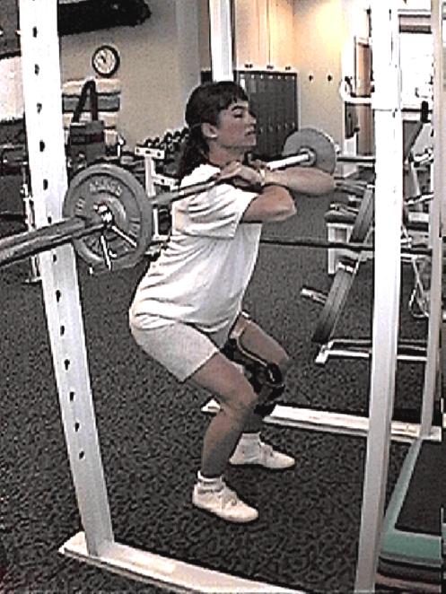Closed Kinetic Chain Exercises Brace Setting 20-100 Squats Equal weight-bearing emphasized with knee flexion no greater than 90.