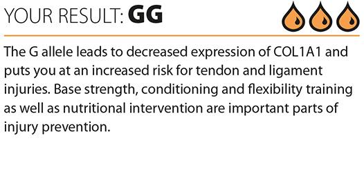 DNA Sport - Genotype Report Page No. 5 of 18 Injury susceptibility Multiple stimuli, including exercise and mechanical load, can lead to connective tissue remodelling.