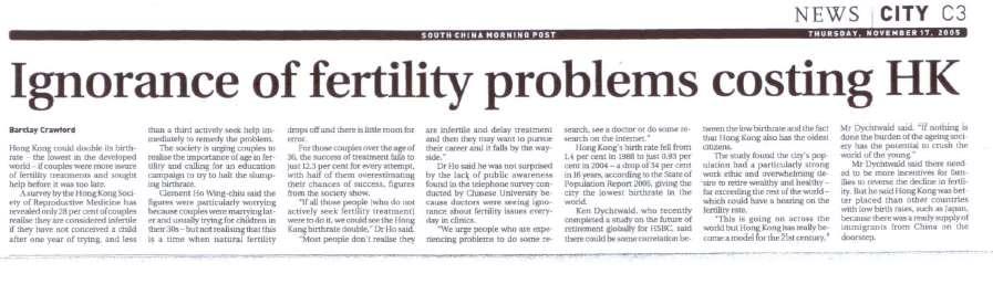 Fertility Problems in Hong Kong YWCA Perception Study on Infertility in Hong Kong