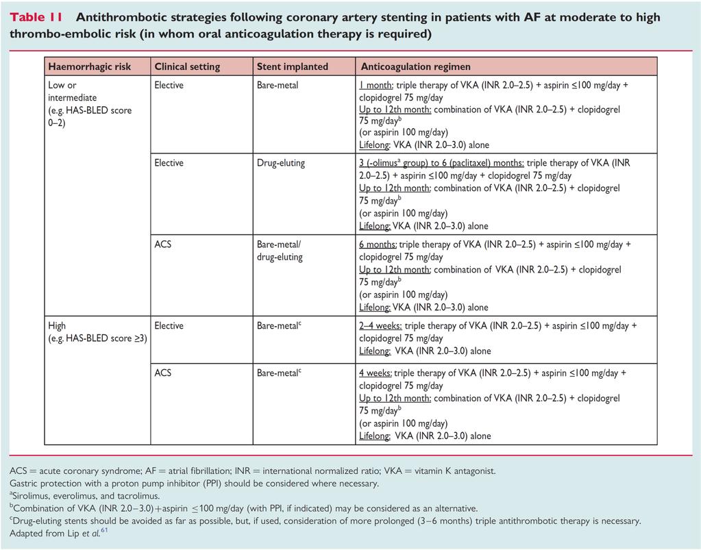 Antithrombotic strategies in coronary artery stenting in