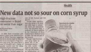 High Fructose Corn Syrup is 42-55% Fructose; Sucrose is 50% Fructose USA Today, Dec 9, 2008 P.