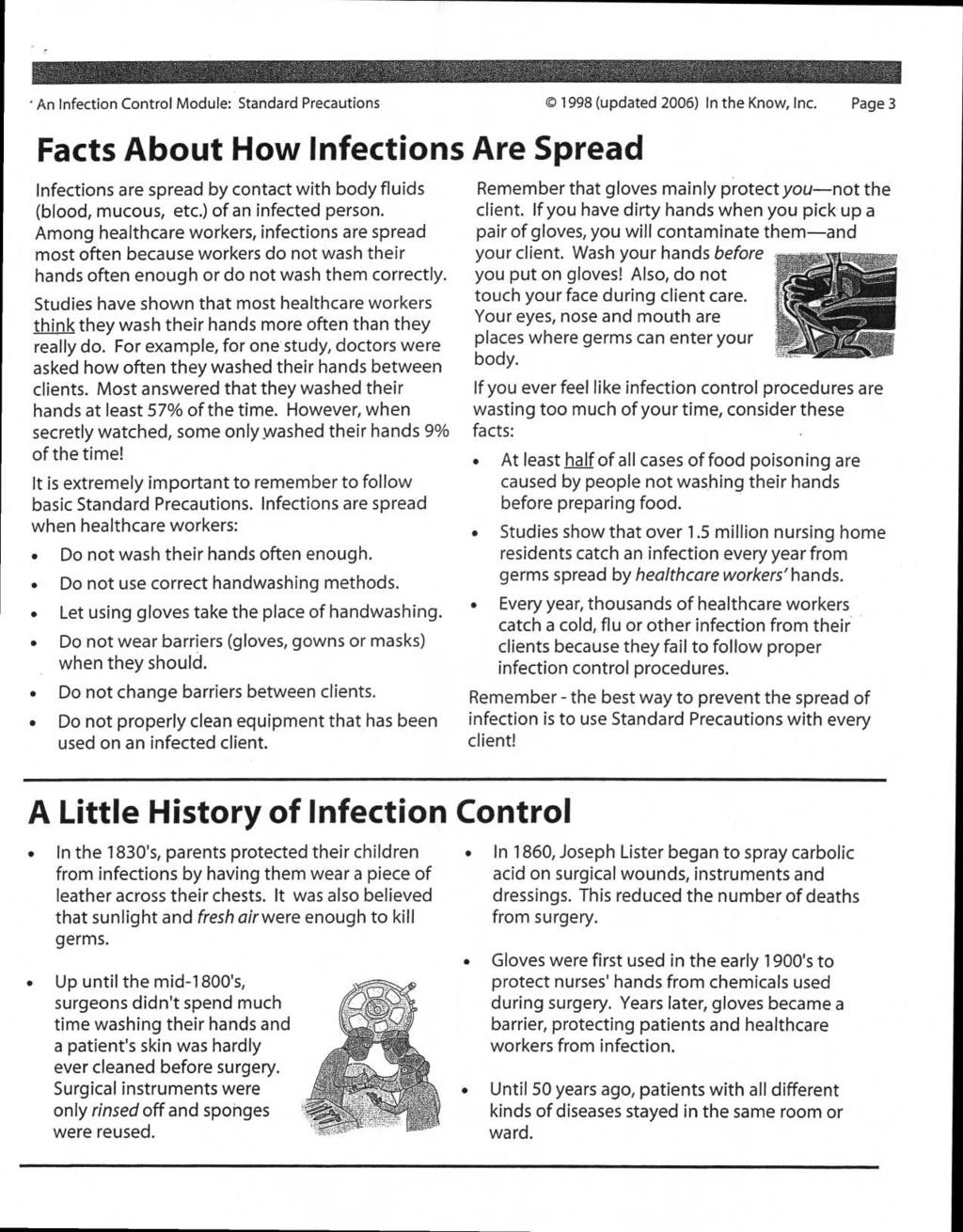 ' An Infection Control Module: Standard Precautions 1998 (updated 2006) In the Know, Inc.