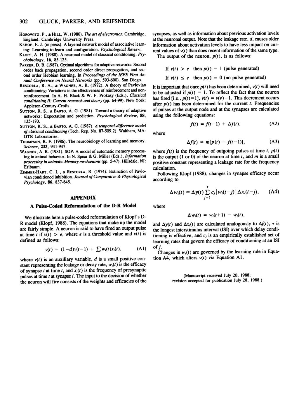 302 GLUCK, PARKER, AND REIFSNIDER HOROWlTZ, P., A HILL, W. (1980). 1he an ofelectronics. Cambridge, England: Cambridge University Press. KEHOE, E. J. (in press).