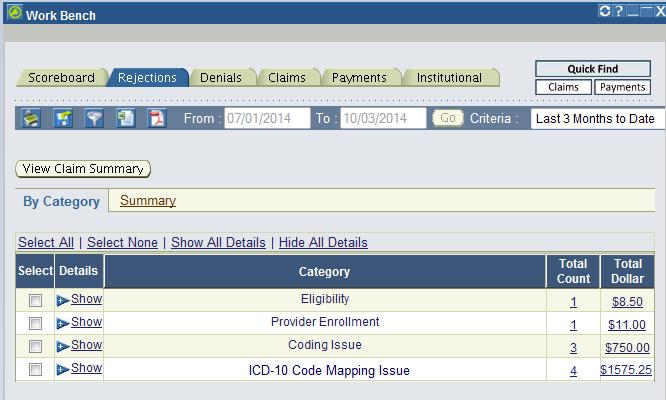 Navicure 277: The Navicure 277 will report the Error Messages produced from the ICD-10 to 9 mapping. OnLine HCFA: Enhancements have been made to the Online HCFA regarding ICD-10 to 9 mapping.