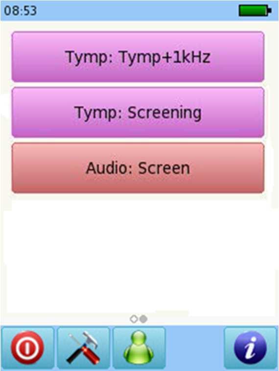 AUDIOMETRY Select the Audio: Screen button from the start menu Make sure that the device is turned on and that the headphones are