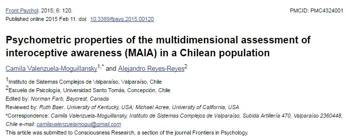 Awareness (MAIA; Mehling et al., 2012)- http://www.osher.ucsf.