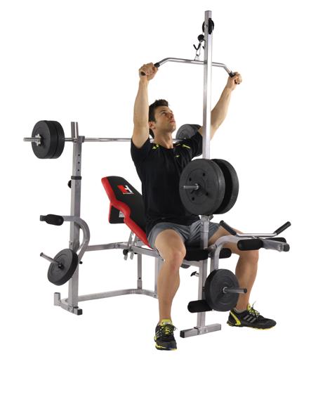 BENCHES Weights and bars are not included BENCH BERMUDA XT PRO UNIVERSAL-WEIGHT BENCH WITH 4-TIMES ADJUSTABLE BACKREST, LAT-TOWER AND PREACHER CURL Item No.