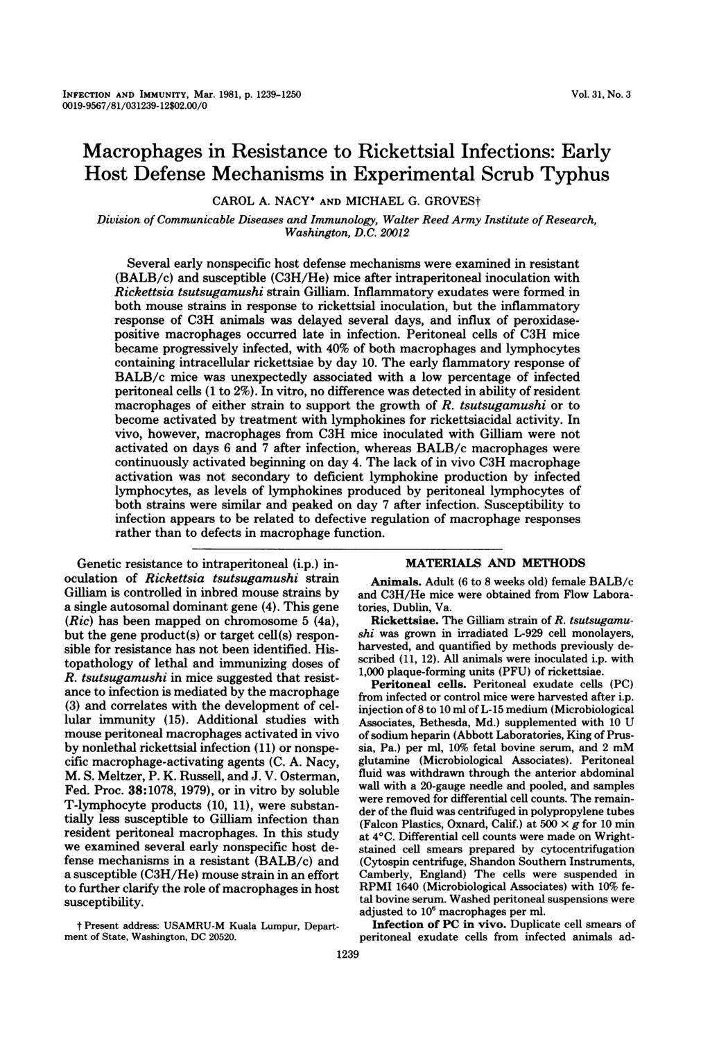 INFECTION AND IMMUNITY, Mar. 1981, p. 1239-125 19-9567/81/31239-12$2./ Vol. 31, No.