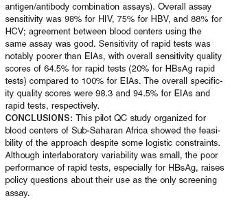 25 samples 4 HIV-1 1 HIV-2 4 HCV 5 HBsAg 3 mixtures