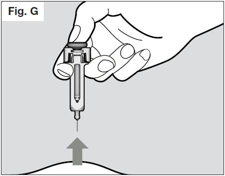 G) If following insertion of the needle, you cannot press down the plunger, you must dispose of the pre-filled syringe in a puncture resistant