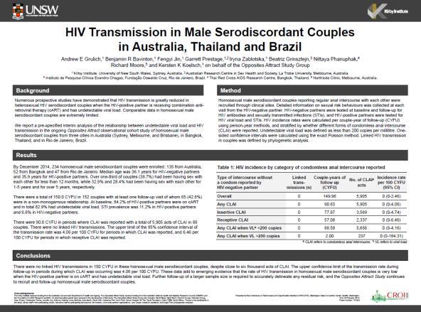 Couples attend at least 2 clinic visits per year: Viral load and CD4 in HIV-positive partners HIV antibody tests in HIV-negative partners Tests for sexually transmissible infections in both partners.