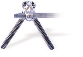 The system employs self-tapping bone screws eliminating the need for preliminary tapping and allowing for easy insertion fixation in the pedicle.