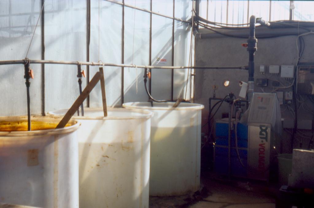 An installation for automated nutrient solution preparation comprising two