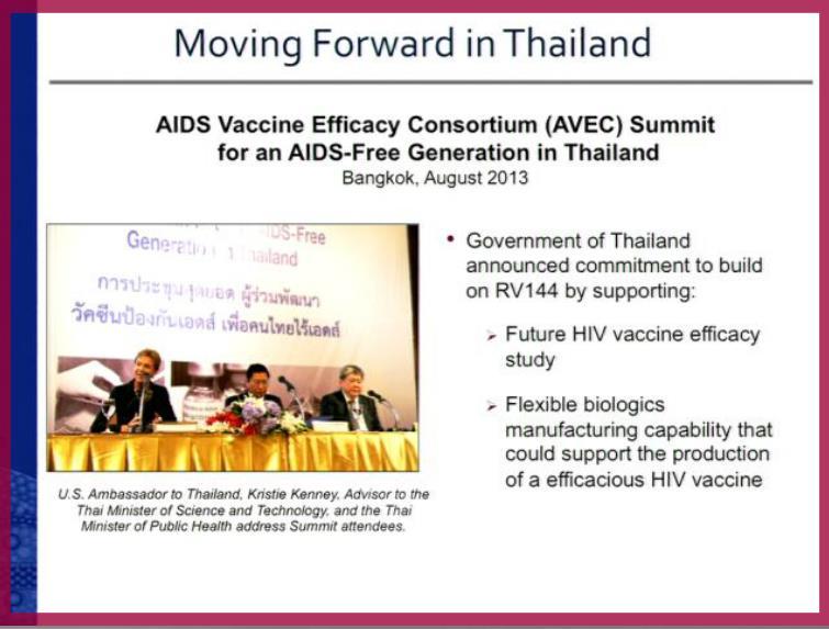 AVEC seeks to develop Thai vaccine production (or biologics) capability in general and HIV vaccine