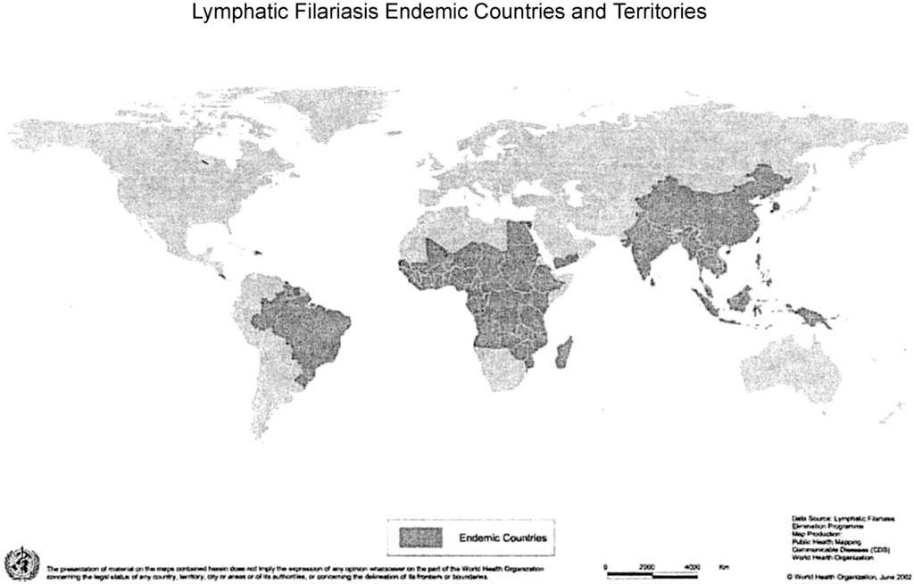 586 Lymphatic Filariasis in Military Deployments Fig. 1. Geographic distribution of LF. Reproduced with permission of the World Health Organization.