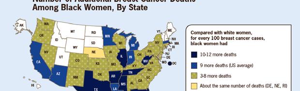 Number of Additional Breast Cancer Deaths Among Black Women, By State 13 Chronic Diseases Leading Causes of Death and Disability in the U.S. Heart disease, cancer and stroke = more than 50% of deaths each year.
