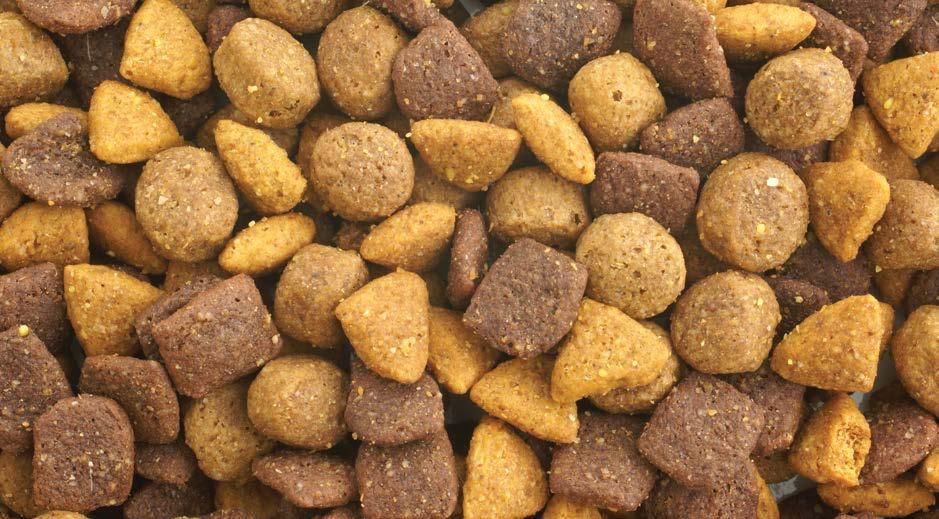 PROCESSING Extrusion accounts for 80 percent of dry pet food production. Baking and pelleting represent the other two major types of production processes in the industry (Gibson, 2015).