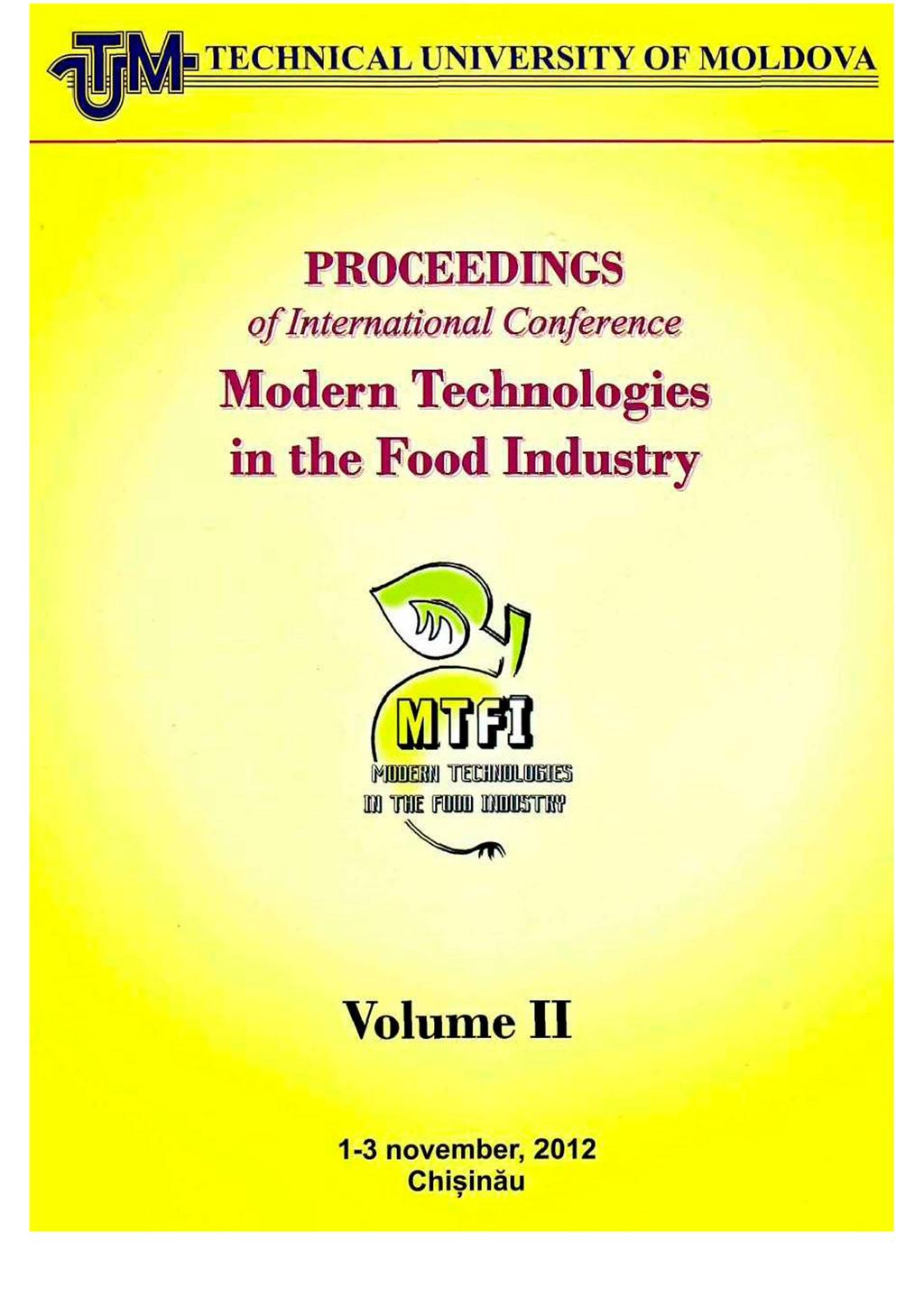 PROCEEDINGS Modern Technologies in the Food Industry ( w a