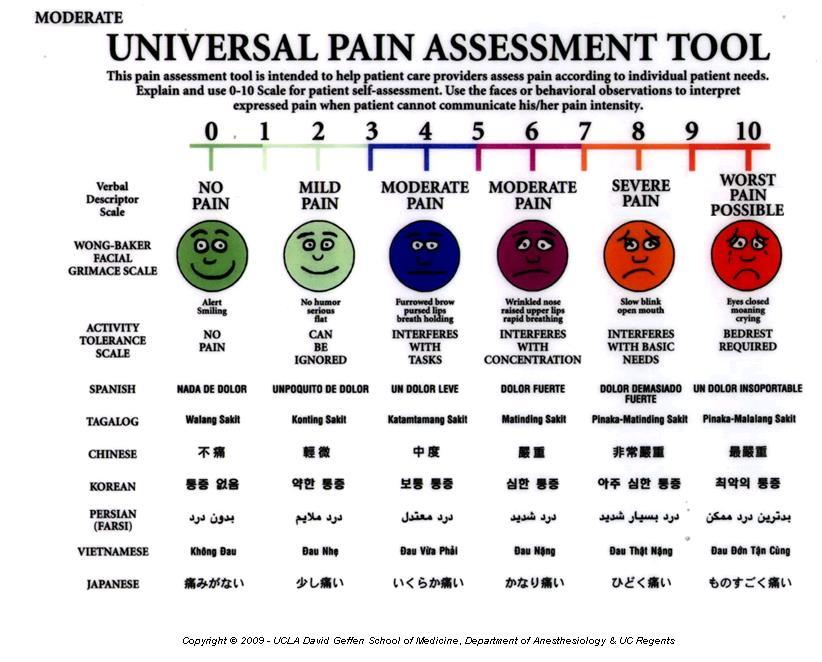 Pain can also be measured using a multi-dimensional approach, using such valid, reliable tools as the: Brief Pain Inventory, Short Form: o Developed for cancer pain assessment, but validated for