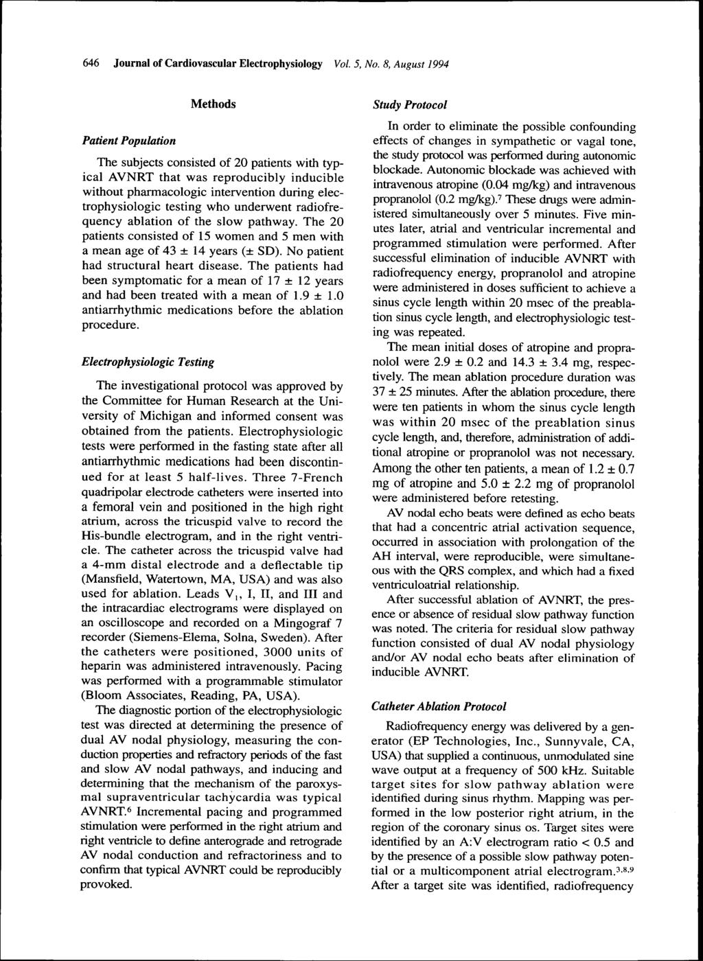 646 Journal of Cardiovascular Electrophysiology Vol. 5,.
