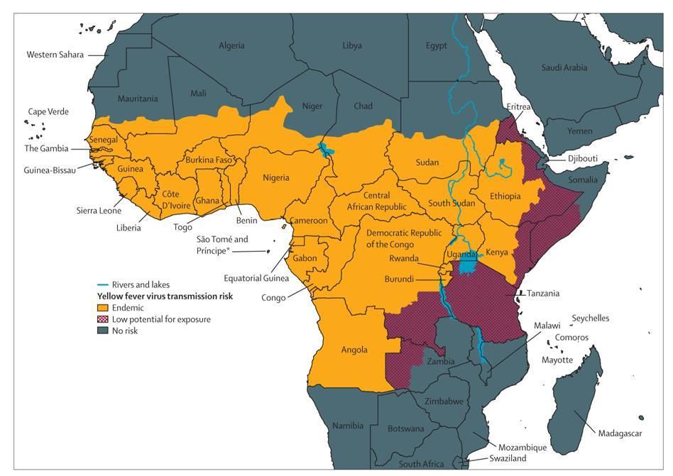 Yellow fever transmission in Africa Source: CDC -