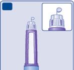 Hold the pen with the needle pointing up. Press and hold in the dose button until the dose counter returns to 0. The 0 must line up with the dose pointer.