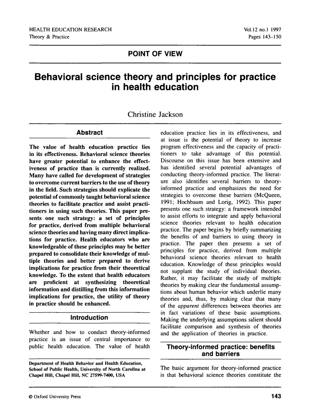 HEALTH EDUCATION RESEARCH Theory & Practice Vol.12 no.