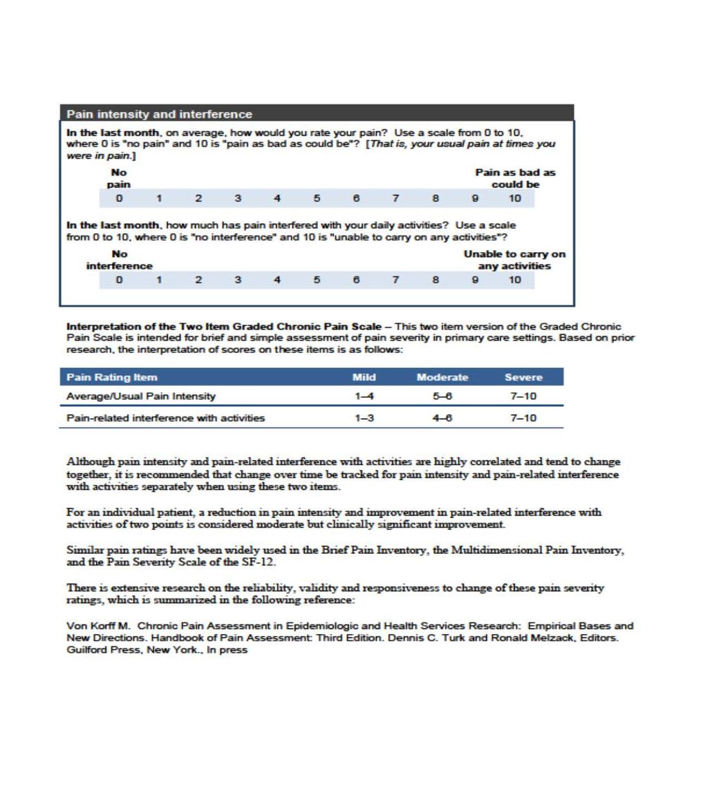 Appendix 9 - Pain Intensity and Interference (pain scale) Pain Intensity and Interference (pain scale) 20 20 Interagency Guideline on Opioid Dosing for Chronic Non-cancer Pain: An