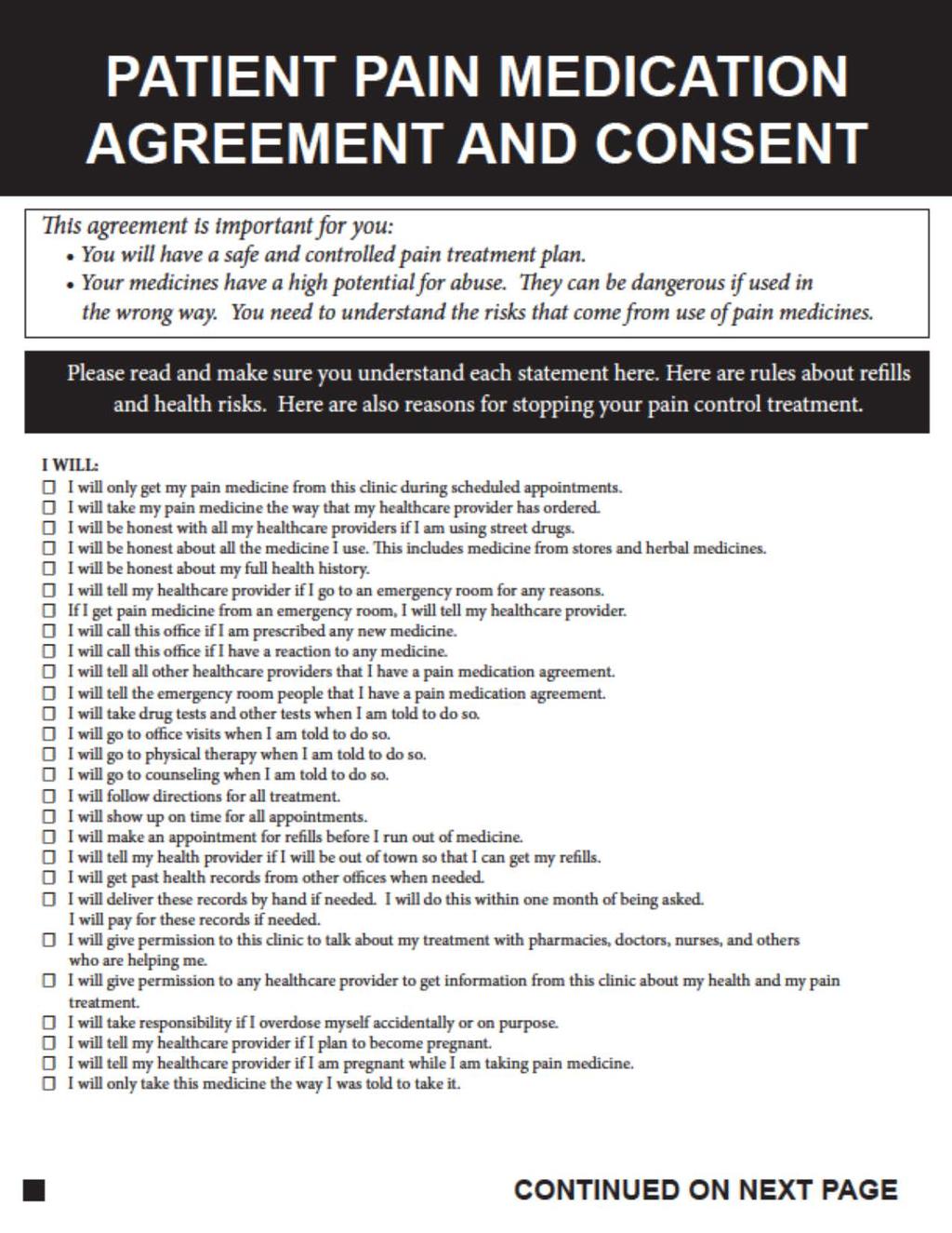 Appendix 13 Suggested Patient Pain Medication Agreement and Consent
