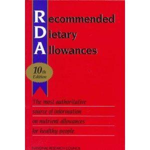 Dietary Reference Intakes Developed in 1941, published at ~10-year intervals Recommended Dietary Allowances in U.S.