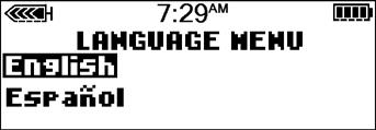 Before you can select another language, you need to set the time using the English screens.