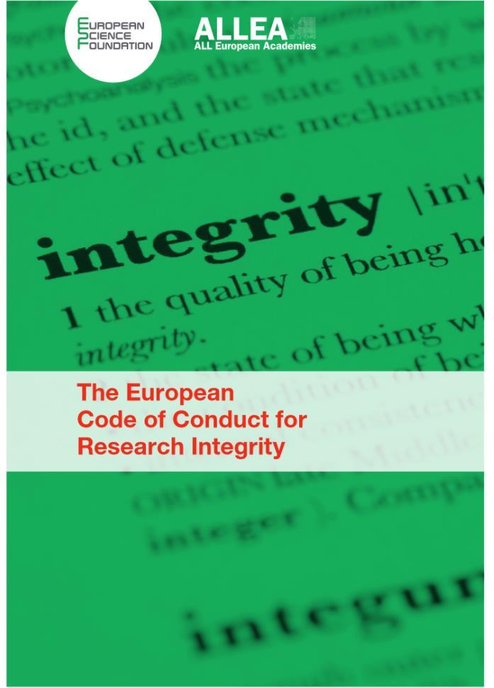 European code of conduct for research integrity 8 basic principles that underpin research integrity Honesty Reliability Objectivity Impartiality and independence Open