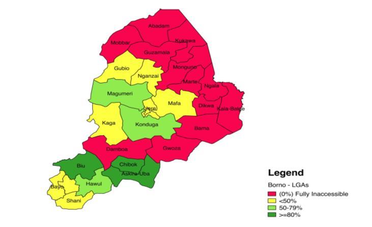 10.3 Annex 3: Map of Accessibility in Borno state for IPDs, October 2015 10.