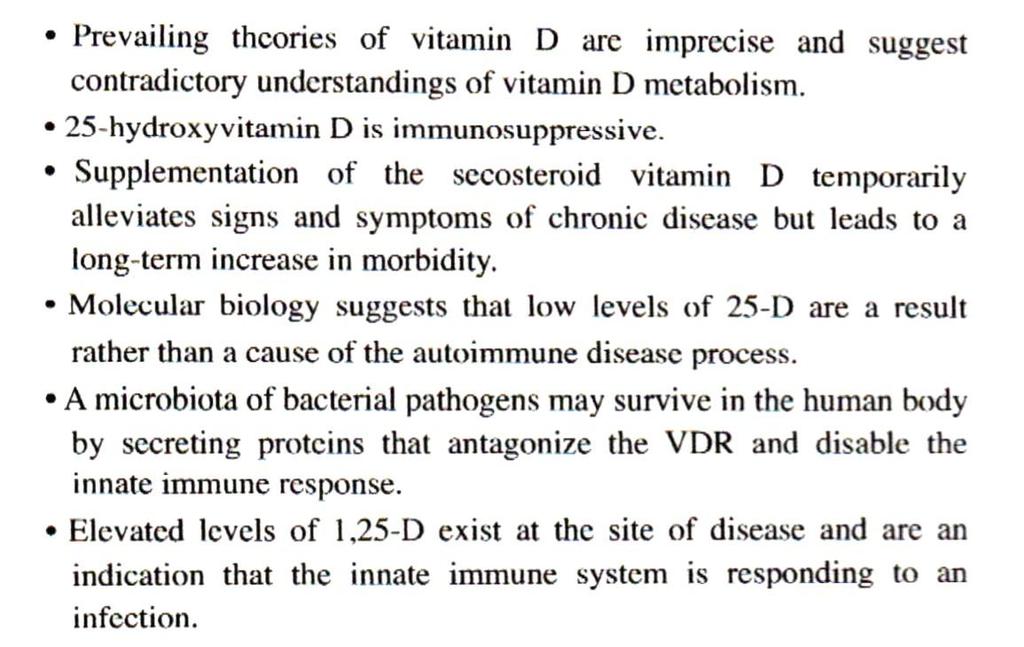 Vitamin D and Autoimmunity Recent attempts to increase vitamin D supplementation to prevent and treat chronic disease have arisen primarily out of observations of low 25(OH) D levels being associated