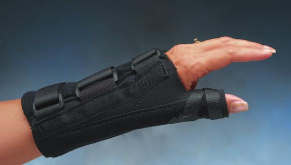 Long 6" to 7" (15 to 18cm) 6" to 7" (15 to 18cm) Regular Comfort Cooli Firm Thumb and Wrist Splint Multiple stays provide greater immobilization of acute soft tissue injuries of the thumb and wrist.