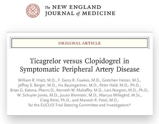 EUCLID Study Design Key exclusion criteria: Poor metabolizer for CYP2C19 Patients requiring dual anti-platelet therapy Patients with symptomatic PAD Ticagrelor 90 mg bid Double-blind Double-dummy 1:1