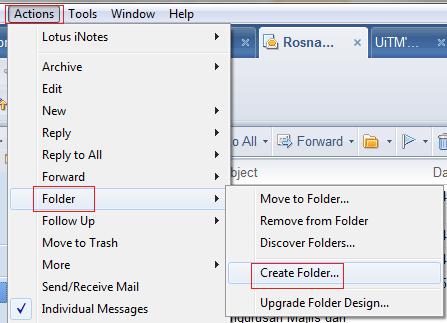 Atau dari Menu Bar, pilih Actions Folder Create Folder. 2.