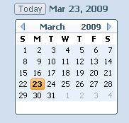 Bergerak ketarikh, bulan atau tahun yang berlainan Gunakan Date picker pada sebelah kiri atas di Calendar.