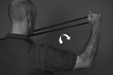The elbow must stay stationary (imagine a rod running through the upper arm) to counter the tendency to flex the elbow and shoulder as the