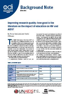 Latest Events: Background Note: Improving research quality: how good is the literature on the impact of education on HIV and AIDS?