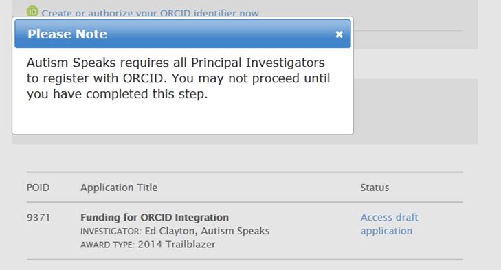 ORCID Requirements: - We require a linked ORCID profile for all of our Principal Investigators and Mentors.